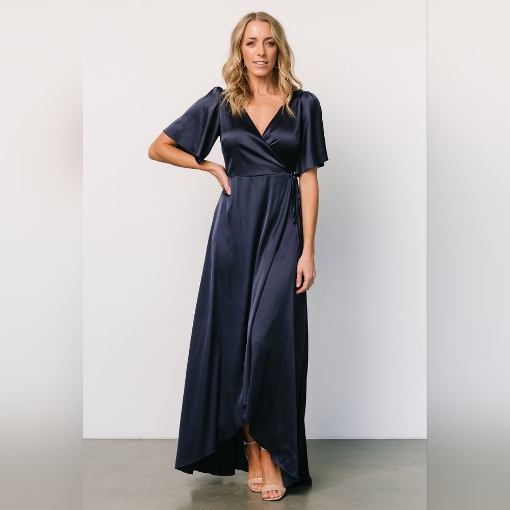 Baltic Born Satin Maxi Wrap Dress